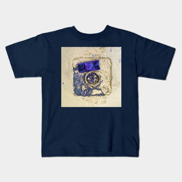 Blue Toy Car on Chipped Paint Kids T-Shirt by Theokotos